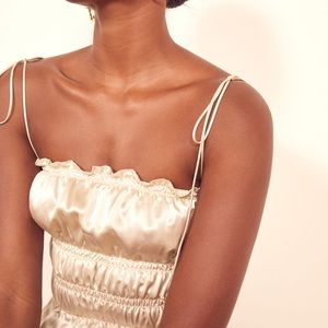 NWT Reformation Viviana Top Silk Ruched Strappy